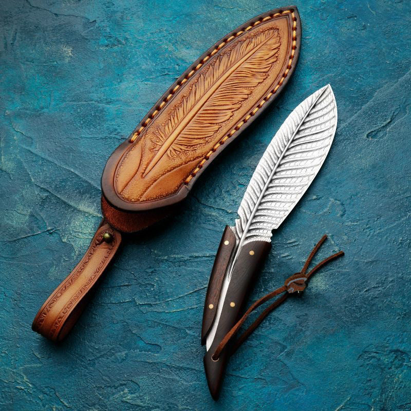 Feather Small Straight Knife Integrated Keel Outdoor Carrying