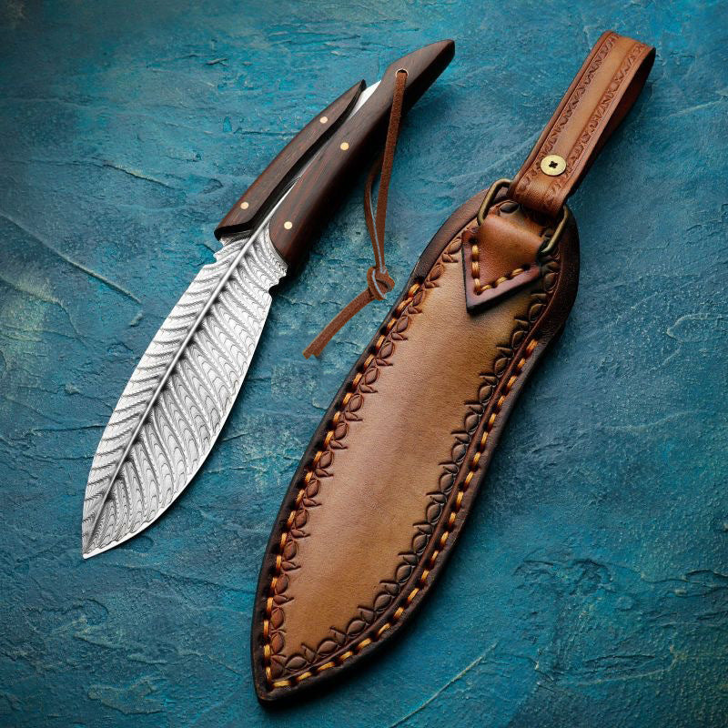 Feather Small Straight Knife Integrated Keel Outdoor Carrying