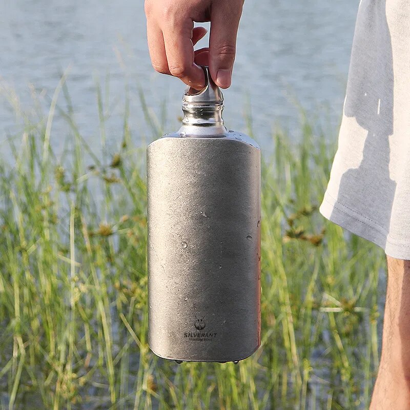 Pure Titanium Water Wine Coffee Tea Bottle Flask Portable Outdoor Camping Travel Gear EDC Tools