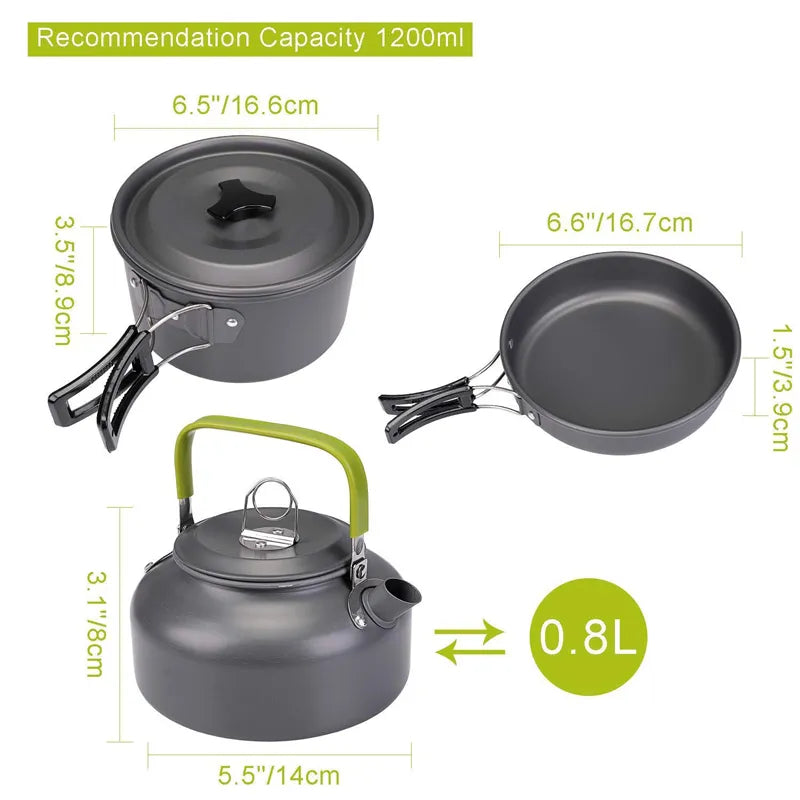 Camping cooking set Camping Gear Outdoor stove teapot Pan cup Accessories Portable Camping Equipment camper accessories kitchen