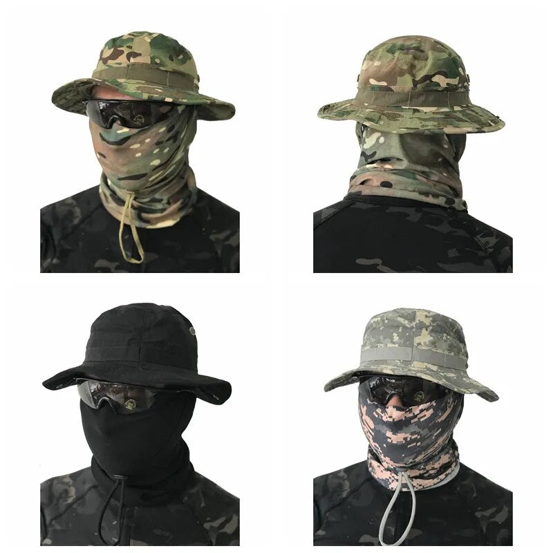 Tactical Camouflage Cap Military Hat Army Caps Men Women Outdoor Sports Sun Boonie Bucket Fishing Hiking Hunting Climbing Hats