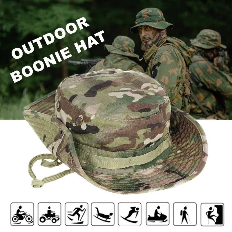 Tactical Camouflage Cap Military Hat Army Caps Men Women Outdoor Sports Sun Boonie Bucket Fishing Hiking Hunting Climbing Hats