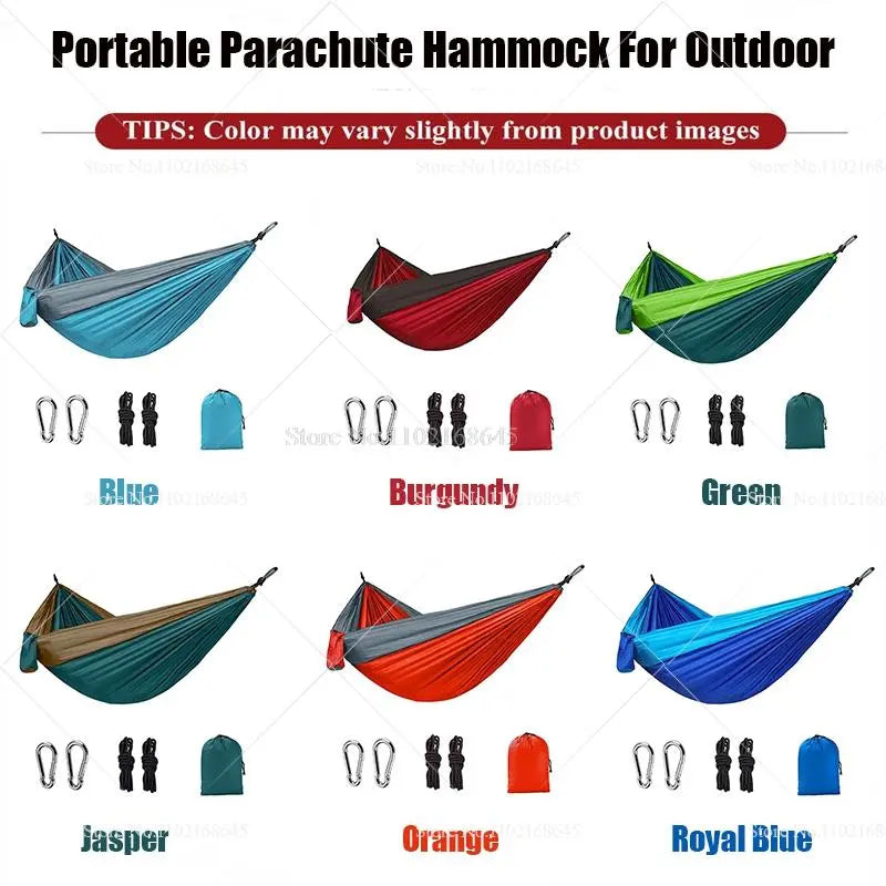 Double Nylon Hammocks for Camping Portable Parachute Hammock for Outdoor Hiking Travel Backpacking Kids Camping Gear