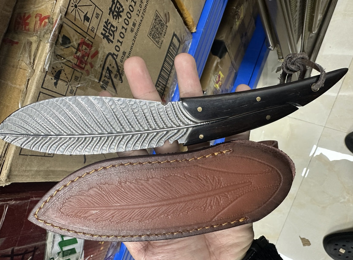 Feather Small Straight Knife Integrated Keel Outdoor Carrying