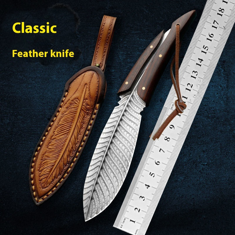 Feather Small Straight Knife Integrated Keel Outdoor Carrying