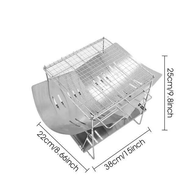 Camping Folding Campfire Grill Stainless Steel Firewood Stove Mini BBQ Rack